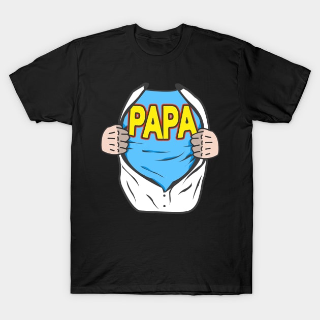 Papa Superhero Father T-Shirt by Foxxy Merch